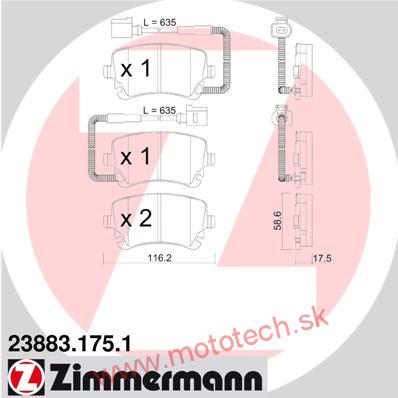 Zadné brzdové platničky - 3D0698451A