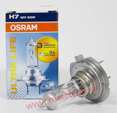 OSRAM Ultra Life H7 Halogen Bulb - 64210ULT-01B, 12V 55W, Lasts Up To 4x Longer, Single