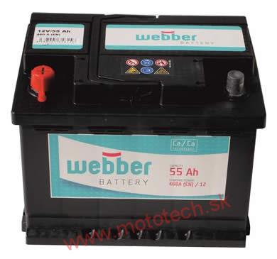 Autobatéria WEBBER 12V, 55AH, 460A + vľavo