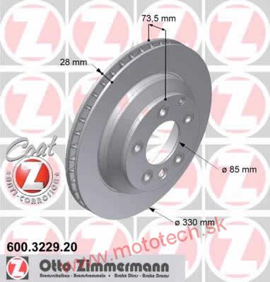 ZIMMERMANN Zadný brzdový kotúč 330*28 - 7L8615601C