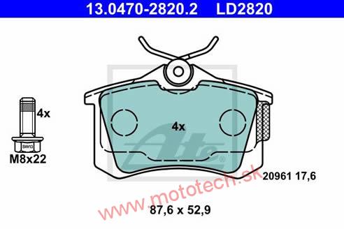 Zadné brzdové platničky - 1J0698451P