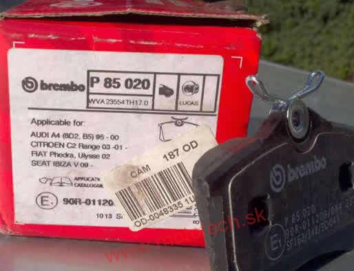 Zadné brzdové platničky - 1J0698451P