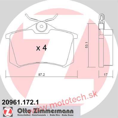 Zadné brzdové platničky - 1J0698451P