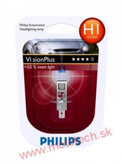 Žiarovka PHILIPS VISION PLUS +50% H1 12V / 55W, P14,5s 
