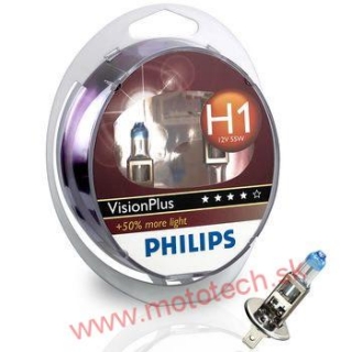 PHILIPS VISION PLUS +50% H1 12V / 55W, P14,5s - 2  KS