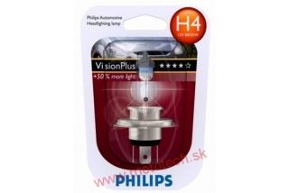 Žiarovka PHILIPS VisionPlus +50% H4, 12V, 60w / 55w, P43t