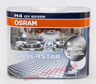 OSRAM Silverstar 2.0 H4, 12V, 60w / 55w, P43t - 2 Ks