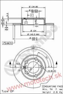 BREMBO Zadný brzdový kotúč 232*9 - 1J0615601N