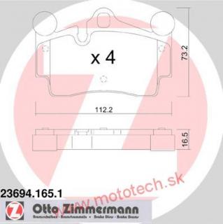 ZIMMERMANN Zadné brzdové platničky - 7L0698451B